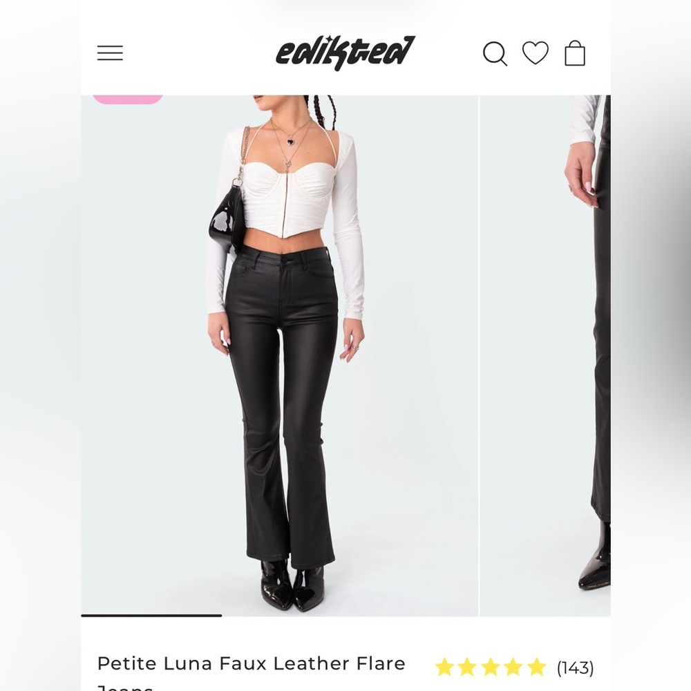 Edikted Sleek Black Faux Leather Flare Pants